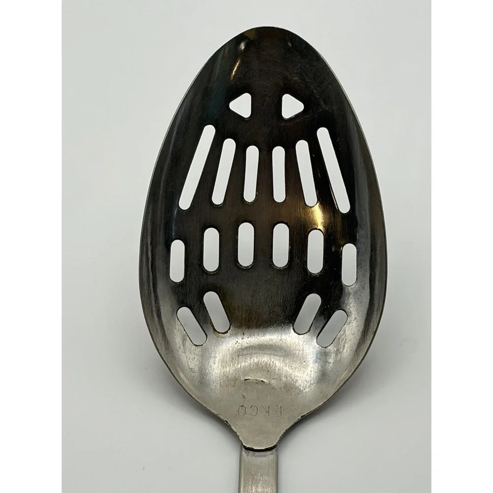 Vintage EKCO Slotted Serving Spoon 12